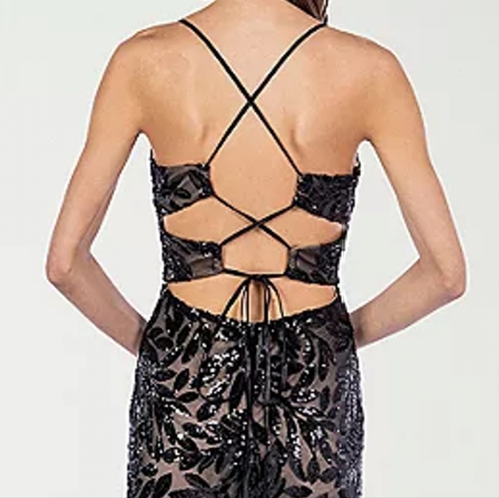 B. Smart Backless Spaghetti Strap Sequin Bodycon … - image 2